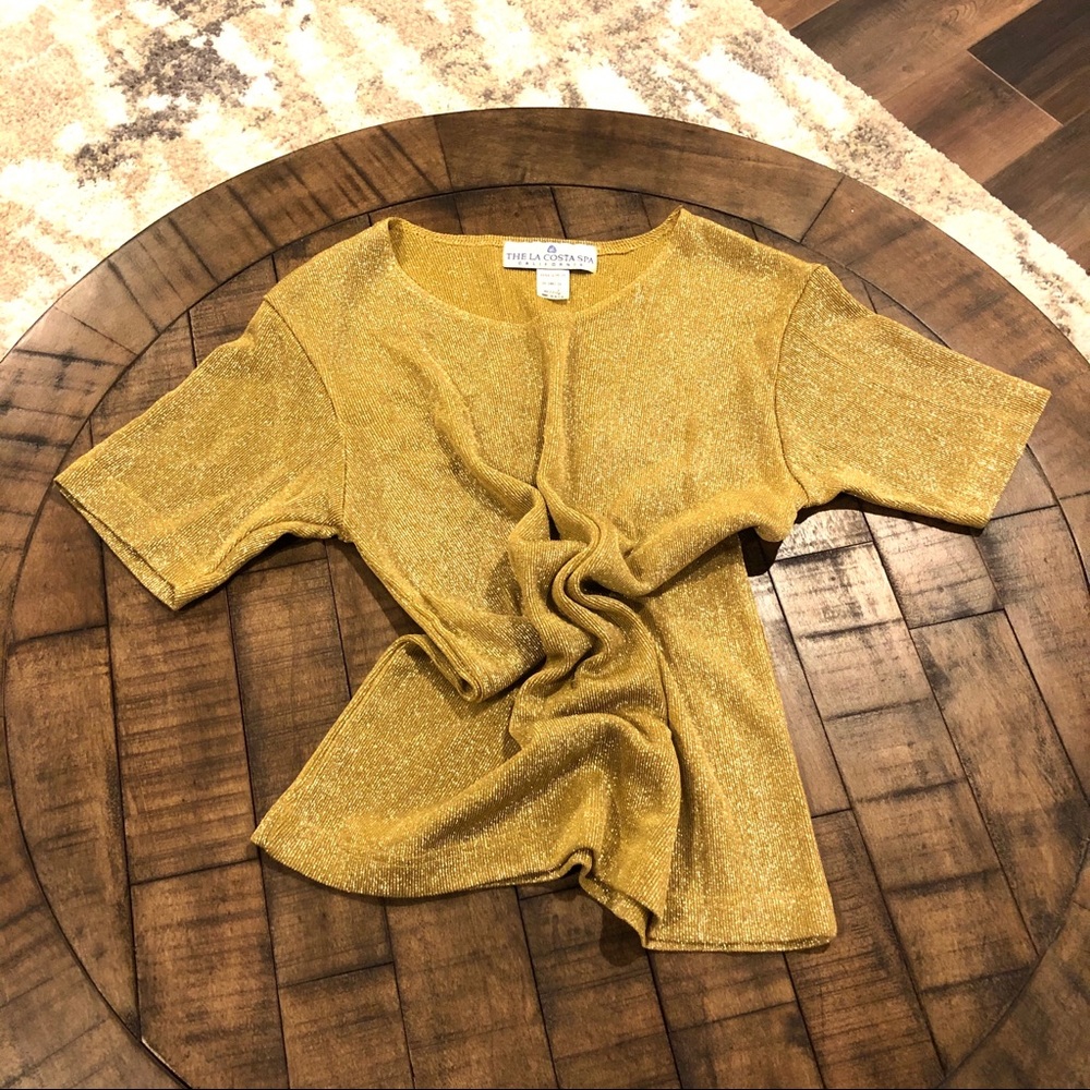 Vintage The La Costa Spa Sparkly Gold Top